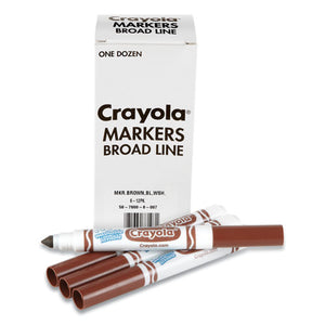 Broad Line Washable Markers, Broad Bullet Tip, Brown, 12-box