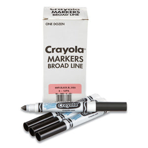 Broad Line Washable Markers, Broad Bullet Tip, Black, 12-box