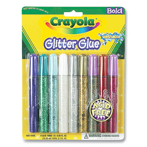 Washable Glitter Glue, 0.35 Oz, Assorted Colors, 9-pack