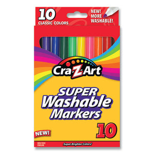 Super Washable Markers, Fine Bullet Tip, Assorted Colors, 10-set