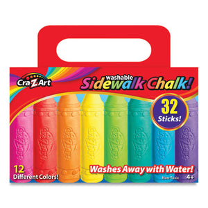 Washable Sidewalk Chalk, 12 Assorted Colors, 32 Sticks-box
