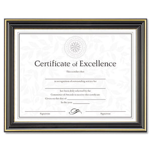 ESDAXN2709N6T - Gold-Trimmed Document Frame W-certificate, Wood, 8 1-2 X 11, Black
