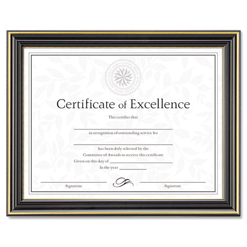 ESDAXN2709N6T - Gold-Trimmed Document Frame W-certificate, Wood, 8 1-2 X 11, Black