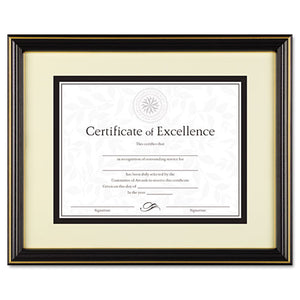 ESDAXN2709S6T - Gold-Trimmed Document Frame, Wood, 11 X 14, 8 1-2 X 11, Black
