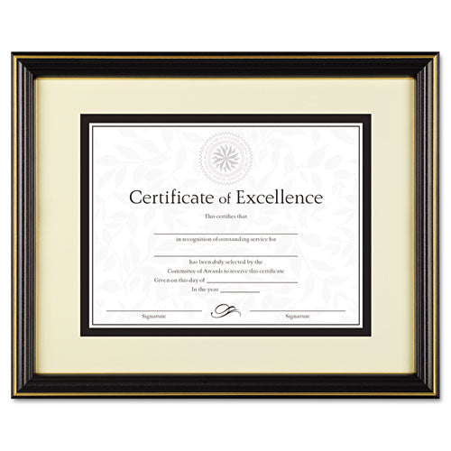 ESDAXN2709S6T - Gold-Trimmed Document Frame, Wood, 11 X 14, 8 1-2 X 11, Black