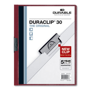 ESDBL220331 - VINYL DURACLIP REPORT COVER W-CLIP, LETTER, HOLDS 30 PAGES, CLEAR-MAROON, 25-BOX