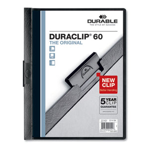 ESDBL221401 - VINYL DURACLIP REPORT COVER W-CLIP, LETTER, HOLDS 60 PAGES, CLEAR-BLACK, 25-BOX