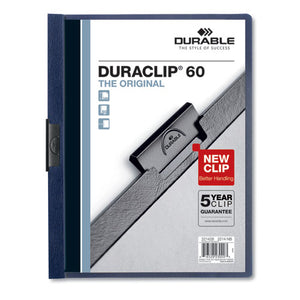ESDBL221428 - VINYL DURACLIP REPORT COVER W-CLIP, LETTER, HOLDS 60 PAGES, CLEAR-NAVY, 25-BOX