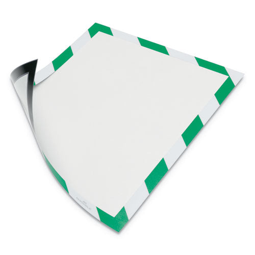 ESDBL4772131 - DURAFRAME SECURITY MAGNETIC SIGN HOLDER, 8 1-2" X 11", GREEN-WHITE FRAME, 2-PACK