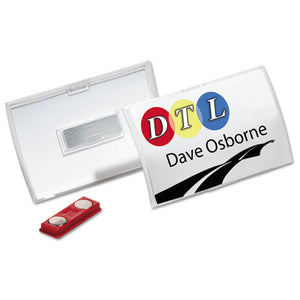 ESDBL821519 - Click-Fold Convex Name Badge Holder, Double Magnets, 3 3-4 X 2 1-4, Clear, 10-pk