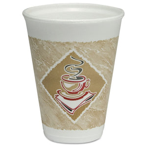 ESDCC12X12G - Cafe G Hot-cold Cups, Foam, 12oz, White W-brown & Red, 20-bag, 50 Bags-carton
