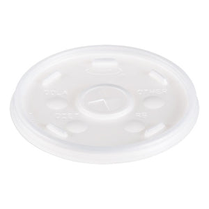 ESDCC16SL - Plastic Lids, For 16oz Hot-cold Foam Cups, Straw-Slot Lid, White, 1000-carton