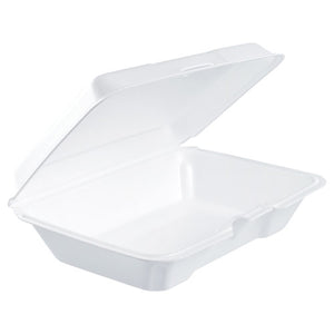 ESDCC206HT1R - FOAM HINGED LID CONTAINERS, 6.4W X 9.3D X 2.6H, WHITE, 200-CARTON