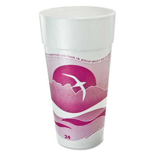 ESDCC24J16H - Horizon Flush Fill Foam Cup, Hot-cold, 24 Oz, Mauve, 20-bag, 25 Bags-carton