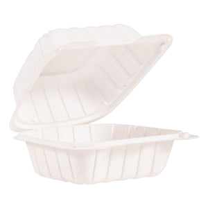 Hinged Lid Containers, 6" X 6.3" X 3.3", White, 400-carton