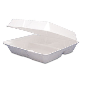 ESDCC85HT3R - Foam Container, Hinged Lid, 3-Comp, 8 3-8 X 7 7-8 X 3 1-4, 200-carton