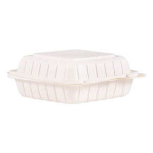 Hinged Lid Single Compartment Containers, 8.3" X 8" X 3", White, 150-carton