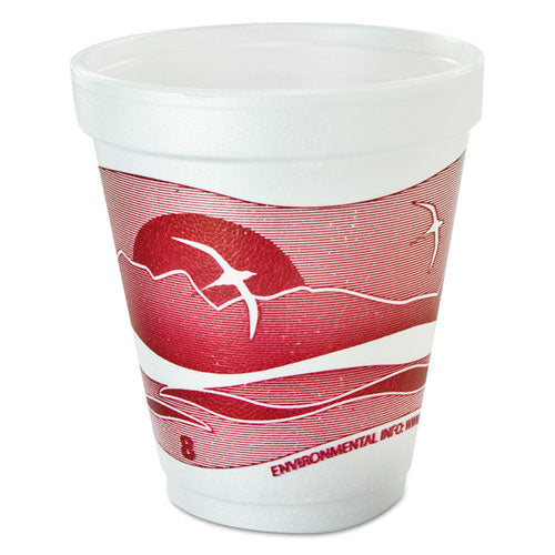 ESDCC8J8H - Horizon Flush Fill Foam Cup, Hot-cold, 8 Oz, Dark Red, 25-bag, 40 Bags-carton