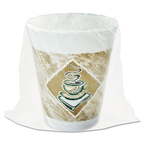 ESDCC8X8GWRAP - Foam Hot-cold Cups, 8 Oz., Cafe G Design, White-brown With Green Accents