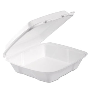 ESDCC90HTPF1R - Foam Hinged Lid Container, 1-Comp, 9 X 9 2-5 X 3, White, 100-bag, 2 Bag-carton