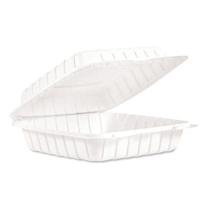 Hinged Lid Containers, Single Compartment, 9 X 8.8 X 3, White, 150-carton