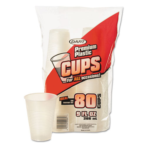 ESDCC9NX80 - Plastic Cups, 9 Oz, Translucent, Cold, Clear, 80-bag, 12 Bags-carton