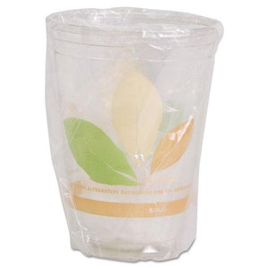 ESDCCRTP9DBAREW - Bare Wrapped Rpet Cold Cups, 9oz, Clear With Leaf Design, 500-carton