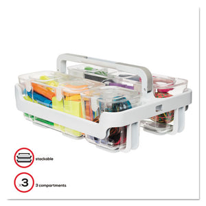 ESDEF29003 - STACKABLE CADDY ORGANIZER W- S, M & L CONTAINERS, WHITE CADDY, CLEAR CONTAINERS