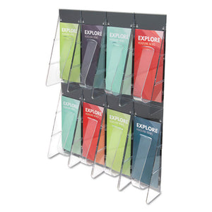 ESDEF56201 - STAND-TALL 8-BIN WALL-MOUNT LITERATURE RACK, LEAFLET, 18.25 X 23.5, CLEAR-BLACK