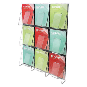 ESDEF56801 - STAND-TALL 9-BIN WALL-MOUNT LITERATURE RACK, MAG, 27 3-8 X 35 1-4, CLEAR-BLACK