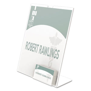 ESDEF590601 - SUPERIOR IMAGE SLANTED SIGN HOLDER W-BUSINESS CARD HOLDER, 8 1-2 X 11, CLEAR