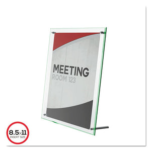 ESDEF799693 - SUPERIOR IMAGE BEVELED EDGE SIGN HOLDER, LETTER INSERT, CLEAR-GREEN-TINTED EDGES