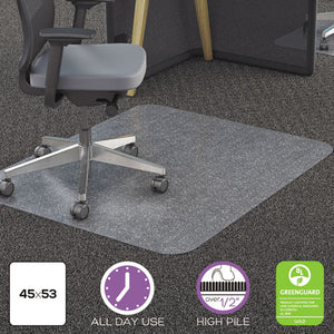 ESDEFCM11242PC - POLYCARBONATE ALL DAY USE CHAIR MAT - ALL CARPET TYPES, 45 X 53, RECTANGLE, CR