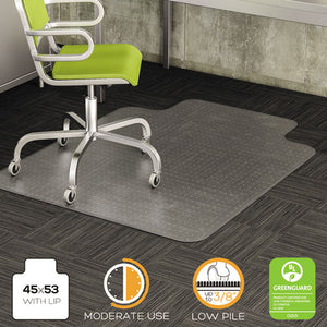 ESDEFCM13233 - DURAMAT MODERATE USE CHAIR MAT FOR LOW PILE CARPET, 45 X 53, WIDE LIPPED, CLEAR