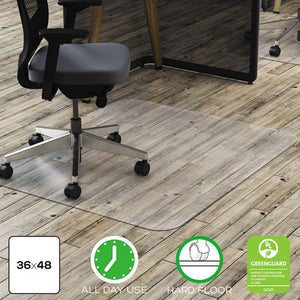 ESDEFCM21142PC - POLYCARBONATE ALL DAY USE CHAIR MAT FOR HARD FLOORS, 36 X 48, RECTANGULAR, CLEAR