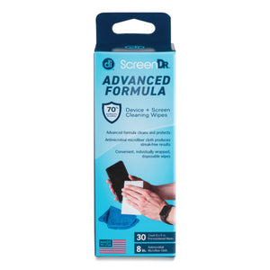 Screendr Device And Screen Cleaning Wipes, Includes 30 White Wipes And 8" Microfiber Cloth, 6 X 5