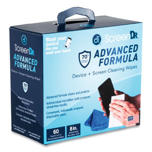 Screendr Device And Screen Cleaning Wipes, Includes 60 White Wipes And 8" Microfiber Cloth, 6 X 5