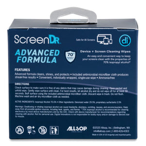Screendr Device And Screen Cleaning Wipes, Includes 60 White Wipes And 8" Microfiber Cloth, 6 X 5