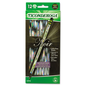 Noir Holographic Woodcase Pencil, Hb (#2), Black Lead, Holographic Silver Barrel, 12-pack
