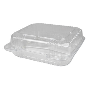 Plastic Clear Hinged Containers, 8 X 8, 3-compartment, 5 Oz; 5 Oz; 15 Oz, Clear, 250-carton