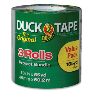 Utility Duct Tape, 3" Core, 1.88" X 55 Yds, Silver, 3-pack