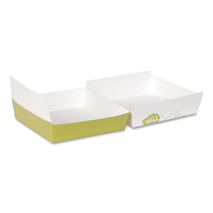 Paperboard Clamshell Sandwich Box, Pathways Theme, 5.5 X 5.5 X 1.38, White-green-maroon, 200-carton