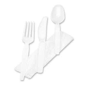 ESDXECM26NC7 - Wrapped Tableware-napkin Packets, Fork-knife-spoon-napkin, White, 250-carton