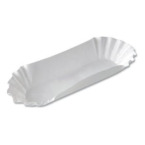 Medium Weight Fluted Hot Dog Trays, Paper, White, 8", 250-pk, 12 Pk-ct