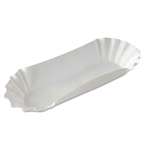 Medium Weight Fluted Hot Dog Trays, Paper, White, 8", 250-pk, 12 Pk-ct