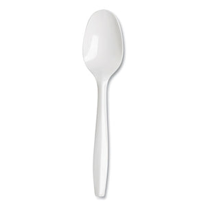 Mediumweight Polypropylene Cutlery, Teaspoon, White, 1,000-carton