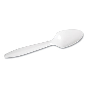 Mediumweight Polypropylene Cutlery, Teaspoon, White, 1,000-carton