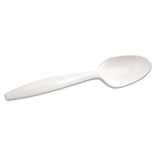 Mediumweight Polypropylene Cutlery, Teaspoon, White, 1,000-carton