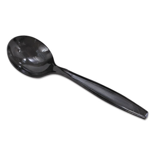 ESDXESH517 - Plastic Cutlery, Heavyweight Soup Spoons, 5 3-4", Black, 1000-carton