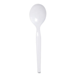 Individually Wrapped Mediumweight Polystyrene Cutlery, Soup Spoon, White, 1,000-carton